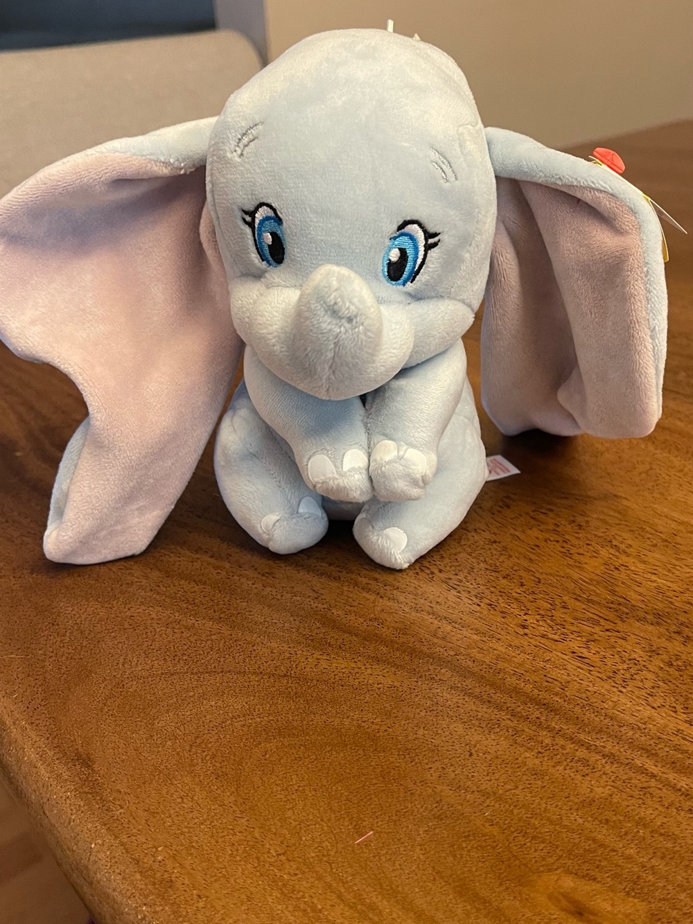 Ty Blue-Grey Elephant Plush with Pink Ear Linings